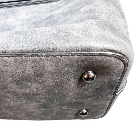 Grey Charming Charlie Large Double Handle Tote Bag Silver Beaded Detail Purse - Picture 14 of 16